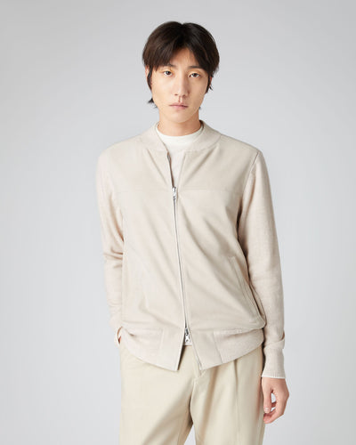 N.Peal Men's Portland Suede Jacket Ecru White