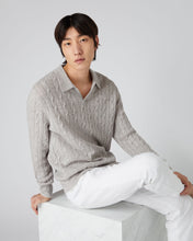 Load image into Gallery viewer, Men&#39;s Cable Polo Cashmere Shirt Fumo Grey
