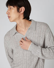 Load image into Gallery viewer, Men&#39;s Cable Polo Cashmere Shirt Fumo Grey
