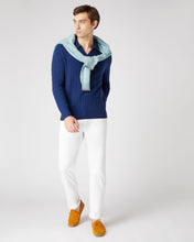 Load image into Gallery viewer, N.Peal Men&#39;s Cable Polo Cashmere Shirt French Blue
