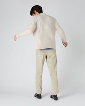Load image into Gallery viewer, N.Peal Men&#39;s Contrast Cable Full Zip Cashmere Jumper Ecru White
