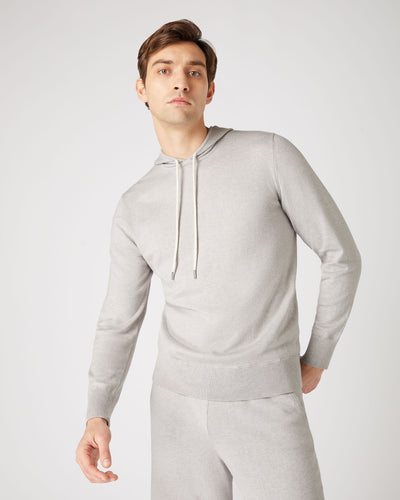 N.Peal Men's Cotton Cashmere Silk Hoodie Fumo Grey