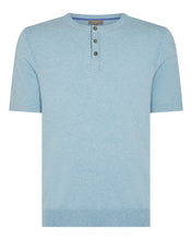 Load image into Gallery viewer, Men&#39;s Henley Cotton Cashmere T-Shirt Cornflower Blue
