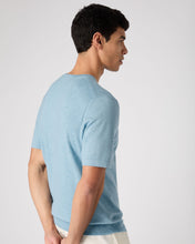 Load image into Gallery viewer, Men&#39;s Henley Cotton Cashmere T-Shirt Cornflower Blue
