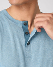 Load image into Gallery viewer, Men&#39;s Henley Cotton Cashmere T-Shirt Cornflower Blue
