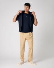 Load image into Gallery viewer, Men&#39;s Henley Cotton Cashmere T-Shirt Navy Blue
