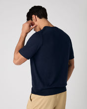 Load image into Gallery viewer, Men&#39;s Henley Cotton Cashmere T-Shirt Navy Blue
