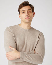 Load image into Gallery viewer, Men's Shoreditch Round Neck Cashmere Jumper Oatmeal
