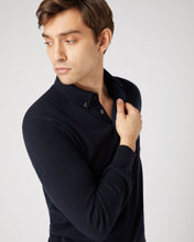 Load image into Gallery viewer, N.Peal Men&#39;s Relaxed Polo Cashmere Shirt Navy Blue
