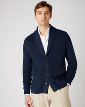 Load image into Gallery viewer, Men's Cotton Cashmere Silk Cardigan Navy Blue
