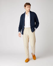 Load image into Gallery viewer, Men's Cotton Cashmere Silk Cardigan Navy Blue
