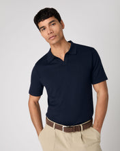 Load image into Gallery viewer, N.Peal Men's Polo Cotton Cashmere T-Shirt Navy Blue
