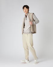Load image into Gallery viewer, N.Peal Men&#39;s Diagonal Stripe Half Zip Cashmere Jumper Sand Brown
