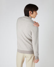 Load image into Gallery viewer, N.Peal Men&#39;s Diagonal Stripe Half Zip Cashmere Jumper Sand Brown

