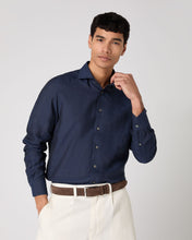 Load image into Gallery viewer, N.Peal Men's Cannes Linen Shirt Navy Blue
