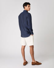 Load image into Gallery viewer, N.Peal Men's Cannes Linen Shirt Navy Blue
