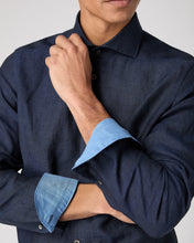 Load image into Gallery viewer, N.Peal Men's Cannes Linen Shirt Navy Blue
