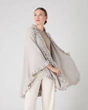 Load image into Gallery viewer, N.Peal Women&#39;s Scarlett Frill Cashmere Cape Pebble Grey
