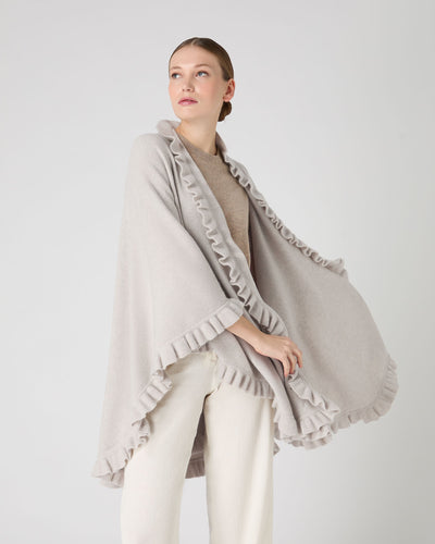 N.Peal Women's Scarlett Frill Cashmere Cape Pebble Grey
