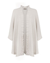 Load image into Gallery viewer, N.Peal Women&#39;s Scarlett Frill Cashmere Cape Pebble Grey
