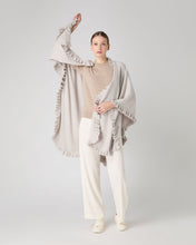 Load image into Gallery viewer, N.Peal Women&#39;s Scarlett Frill Cashmere Cape Pebble Grey
