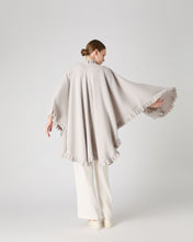 Load image into Gallery viewer, N.Peal Women&#39;s Scarlett Frill Cashmere Cape Pebble Grey
