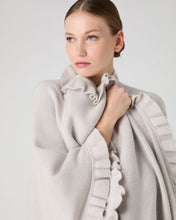Load image into Gallery viewer, N.Peal Women&#39;s Scarlett Frill Cashmere Cape Pebble Grey
