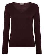 Load image into Gallery viewer, N.Peal Women&#39;s Imogen Superfine Cashmere V Neck Jumper Clove Brown
