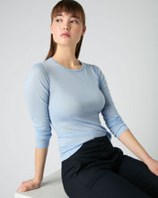 Load image into Gallery viewer, N.Peal Women&#39;s Eden Superfine Cashmere Round Neck Top Pale Blue
