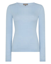 Load image into Gallery viewer, N.Peal Women&#39;s Eden Superfine Cashmere Round Neck Top Pale Blue
