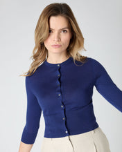 Load image into Gallery viewer, N.Peal Women&#39;s Darcie Superfine Cashmere Cropped Cardigan Indigo Blue
