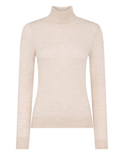 Load image into Gallery viewer, N.Peal Women's Margot Superfine Cashmere Roll Neck Jumper Sandstone Brown
