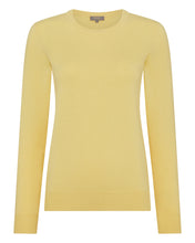 Load image into Gallery viewer, N.Peal Women&#39;s Evie Classic Round Neck Cashmere Jumper Citrine Yellow
