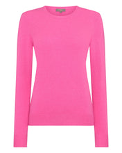 Load image into Gallery viewer, N.Peal Women&#39;s Evie Classic Round Neck Cashmere Jumper Vibrant Pink
