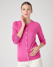 Load image into Gallery viewer, N.Peal Women&#39;s Olivia Round Neck Cashmere Cardigan Vibrant Pink
