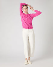 Load image into Gallery viewer, N.Peal Women&#39;s Olivia Round Neck Cashmere Cardigan Vibrant Pink
