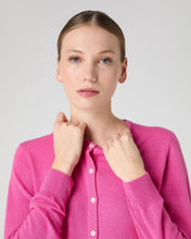 Load image into Gallery viewer, N.Peal Women&#39;s Olivia Round Neck Cashmere Cardigan Vibrant Pink
