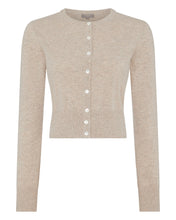 Load image into Gallery viewer, N.Peal Women's Ivy Cropped Cashmere Cardigan Oatmeal Brown
