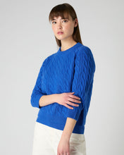 Load image into Gallery viewer, N.Peal Women&#39;s Emilia Cable Round Neck Cashmere Jumper Sonic Blue
