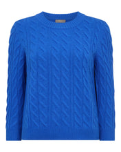 Load image into Gallery viewer, N.Peal Women&#39;s Emilia Cable Round Neck Cashmere Jumper Sonic Blue
