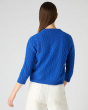 Load image into Gallery viewer, N.Peal Women&#39;s Emilia Cable Round Neck Cashmere Jumper Sonic Blue
