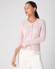 Load image into Gallery viewer, N.Peal Women&#39;s Myla Cable Cashmere Cardigan Quartz Pink
