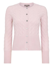 Load image into Gallery viewer, N.Peal Women&#39;s Myla Cable Cashmere Cardigan Quartz Pink
