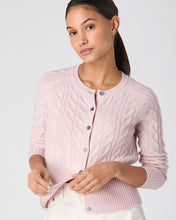 Load image into Gallery viewer, N.Peal Women&#39;s Myla Cable Cashmere Cardigan Quartz Pink
