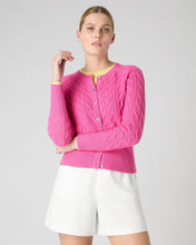 Load image into Gallery viewer, N.Peal Women&#39;s Myla Cable Cashmere Cardigan Vibrant Pink
