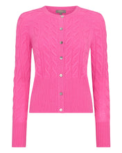 Load image into Gallery viewer, N.Peal Women&#39;s Myla Cable Cashmere Cardigan Vibrant Pink
