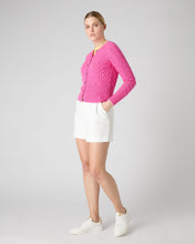 Load image into Gallery viewer, N.Peal Women&#39;s Myla Cable Cashmere Cardigan Vibrant Pink
