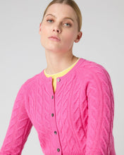 Load image into Gallery viewer, N.Peal Women&#39;s Myla Cable Cashmere Cardigan Vibrant Pink
