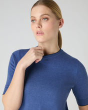 Load image into Gallery viewer, N.Peal Women&#39;s Cotton Cashmere T-Shirt Denim Blue
