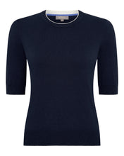 Load image into Gallery viewer, N.Peal Women's Cotton Cashmere T-Shirt Navy Blue
